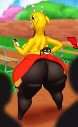 antennae_(anatomy) anthro ass assisted_exposure bench big_breasts big_butt blue_eyes bottomwear breasts cellphone clothed clothing commissioner:nahff ears_down electronics female generation_2_pokemon girafarig group hoodie huge_breasts huge_butt humanoid living_tail looking_at_another looking_at_butt mischievous mischievous_smile n-kosi nintendo oblivious park park_bench penelope_and_katelyn_(nahff) phone pivoted_ears pokemon pokemon_(species) rear_view silhouette skirt smile spectators tail thick_thighs topwear unavailable_at_source underwear unusual_anatomy unusual_tail upskirt wide_hipped_anthro wide_hipped_female wide_hips