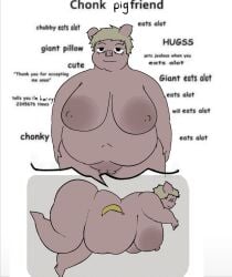 anthro areola banana big_areola big_breasts breasts domestic_pig dream english_text female food fruit hair hi_res mammal meme nude obese overweight overweight_anthro overweight_female oxkingky plant sherry_p_chops short_hair sleeping solo suid suine sus_(pig) text