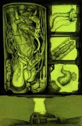 absurd_res alien_abduction animal_genitalia animal_penis anthro balls bondage bound bovid bovine cattle containment_tube electronics gag gagged genitals hi_res horn internal kidnapping laboratory machine male male_milking mammal milking_machine momamo penis penis_milking penis_milking_machine science_fiction solo tube