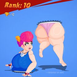 bbw big_ass big_breasts big_thighs brawl_stars gray_(brawl_stars) morbidly_obese_female pam_(brawl_stars) red_hair toromatista trapped underwear underwear_only