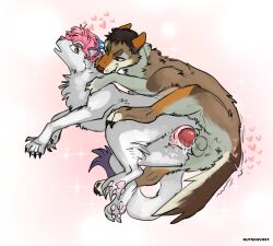 absurd_res accessory animal_genitalia animal_penis animal_pussy animal_vulva ass bite bodily_fluids canid canine canine_genitalia canine_penis canine_pussy canine_vulva canis coyote coywolf cum cum_from_vagina cum_in_vagina cum_inside duo feather_in_hair feathers female female_penetrated feral feral_on_feral frekilul fur genital_fluids genitals hair_accessory hearts_around_body hi_res humping hybrid imminent_knotting knot knotted_penis kutsiihvost loose_feather male male/female male_orgasm mammal neck_bite open_mouth pawpads penetration penile penile_penetration penis pink_hair punya pussy sex shaking silvex simple_background trembling vaginal_penetration white_body white_fur wolf