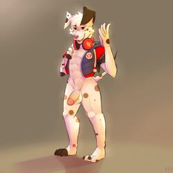 absurd_res anthro balls bottomless canine clothed clothing dalmatian furfit hi_res humanoid_penis male male_only mammal penis solo spotty_(atiratael)