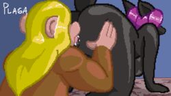 2017 anal anilingus animated anthro ass big_ass big_butt black_body black_fur blonde_hair brown_body brown_fur butt character_request fat_ass female female/female female_only females_only hair licking licking_anus licking_ass mammal mouth_on_ass oral original original_character original_characters pixel plaga purple_hair rimming sex slightly_chubby thick_thighs tongue wet_anus yuri