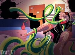 1boy alien_invasion anal_penetration honey_bee_(artist) hoofs male male_only oral_penetration penis pig piggy_(game) red_eyes robby_(oc) roblox solo tentacle ufo