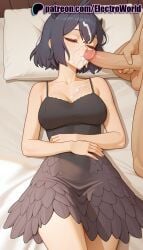 1boy 1girls 2025 ai_generated artist_name bed bed_sheet black_clover black_hair breasts bust chest cock cum cum_in_mouth cum_on_body cum_on_breasts cum_on_hair cum_on_tongue dick dress ejaculation electroworld facial feathered_wings feathers female hi_res high_quality high_resolution highres laying_down lying lying_on_back male on_back on_bed patreon patreon_username penis pillow secre_swallowtail short_hair sleep_molestation sleeping solo_focus stable_diffusion straight uncensored watermark wings