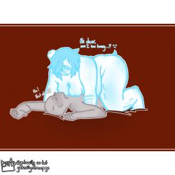 007n7 007n7_(forsaken) breasts colored_sketch dialogue fat_male fat_rolls forsaken_(roblox) gatosilly male male_with_breasts naked on_top robloxian self_upload size_comparison size_difference sketch squished_breasts trans_man transmasc unknown_character weight_difference y/n