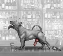 animal_genitalia animal_penis anus bar canine canine canine_penis closed_eyes darkmare drunk erection feral knot male mammal muscular nipples penis pitbull raised_tail solo tongue tongue_out