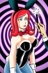 1girls absurdres big_breasts bow_tie breasts bunny_ears bunnysuit cleavage cuffs expressionless fake_animal_ears female female_only femsub haru_(slavegirlharu) hypnosis hypnotic_light large_breasts long_hair magic magic_wand original red_hair revealing_clothes shiny_clothes spiral spiral_eyes symbol_in_eyes tight_clothing zorro-zero