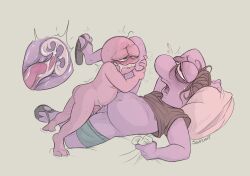 adult_swim anthro belly bodily_fluids cartoon_network clothed clothing critter_(smiling_friends) cum cum_inside cuntboy cuntboy/male cuntboy_penetrated facial_hair fan_character footwear genital_fluids genitals hair hi_res humanoid intersex intersex/male intersex_penetrated male male_on_anthro male_penetrating nipples overweight penetration penis pim_pimling pink_body pud purple_body purple_skin ren_rene_(reanyx3) sandals scullsmut sex shoes size_difference small_dom_big_sub small_top_big_bottom smaller_male smiling_friends tapering_penis