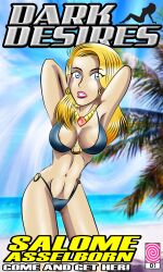 beach big_breasts bikini blonde_hair breasts comic comic_cover expressionless female large_breasts long_hair nipple_slip original text western zorro-zero
