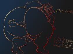 anal anthro ass backsack balls big_butt digitigrade droto_(mommydkg) floating_hands fluffy fluffy_hair furry_arms genitals hair hand_on_butt hi_res huge_butt hyper hyper_butt little_tail machine male mommydkg oral protogen protogen_face protogen_visor rimming rimming_male saggy_balls sex solo spanish_text tail text visor