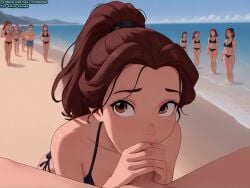 ai_generated animated beauty_and_the_beast_(1991_film) belle_(beauty_and_the_beast) black_bikini dailylewd debt_repaid disney disney_princess fellatio full_video_at_source high_ponytail highres more_at_source offering_sex oral_sex patreon patreon_username petite petite_female prostitute prostitution public_blowjob public_exposure sloppy_blowjob speech_bubble story tagme tan_body video walt_disney