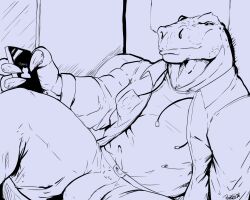 2026 anthro bottomwear bulge claws clothed clothed_male clothing dated dinosaur doctor electronics hi_res male medical_instrument monochrome pandottermon pants phone prehistoric_species reptile saurischian scales scalie scientific_instrument shirt signature smile solo stethoscope theropod thick_thighs topwear tyrannosaurid tyrannosauroid tyrannosaurus tyrannosaurus_rex
