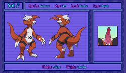 1boy 2017 absurd_res blitzdrachin claws digimon dragon erection eyewear glasses guilmon hair hi_res lizard male male_only model_sheet nude original_character penis reptile scalie silver_hair simple_background smile sol_the_guilmon solo text toe_claws yellow_eyes