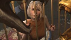 1boy 1girls 3d against_bars against_surface animated ashley_graham ashley_graham_(ella_freya) ass blonde_hair bottomless bouncing_breasts breasts resident_evil video