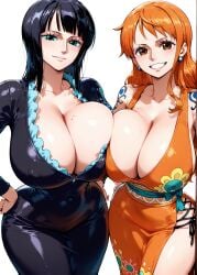 2girls ai_generated alternate_ass_size alternate_body_type alternate_breast_size alternative_bust_size asymmetrical_docking beautiful beauty below_view black_eyes black_hair blue_eyes breasts breasts_bigger_than_head breasts_comparison breasts_squeeze cleavage clothed clothing comparing comparing_breasts comparison duo duo_female duo_focus elisabeth_cheria female female_focus female_only from_below gigantic_breasts huge_breasts hyper hyper_breasts large_breasts long_hair massive_ass massive_breasts massive_thighs massive_tits mommy mommy_milker mommy_milkers nami_(one_piece) nico_robin one_piece open_clothes open_eyes orange_hair patreon patreon_username sexy_body short_hair size size_comparison size_difference solo solo_female solo_focus squish stretched_clothing tight_clothing