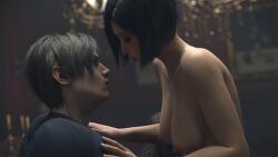 1boy 1girls 3d ada_wong ada_wong_(adriana) animated ass dominant_female kissing leon_scott_kennedy resident_evil video