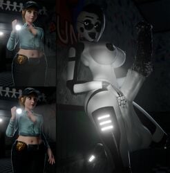 3d 3d_(artwork) absurd_res against_surface against_wall animal_genitalia animal_genitalia_on_humanoid animal_penis areola balls belt big_balls big_breasts big_penis black_areola black_bottomwear black_clothing black_collar black_hair black_hat black_headwear black_lips black_nipples black_pants black_penis black_tongue blonde_hair blurred_background bodily_fluids bottomwear breast_size_difference breasts cleavage clothed clothing collar comic crop_top digital_media_(artwork) duo equine_genitalia equine_penis erection excessive_genital_fluids excessive_precum eyewear female female_human five_nights_at_freddy's flashlight fnaf2_location fnafgamern futanari genital_fluids genitals glowing green_eyes grey_eyes gynomorph gynomorph_humanoid hair hand_on_penis hat headgear headwear hi_res holding_flashlight holding_object huge_balls huge_cock human humanoid hyper hyper_genitalia hyper_long_penis hyper_penis inside intersex intersex_humanoid lips looking_at_viewer machine mammal medium_hair midriff nipples not_furry open_mouth open_smile pants penis ponytail precum precum_on_penis rachel_(fnafgamern) robot robot_humanoid saggy_balls scottgames security security_guard security_uniform shirt shocked short_hair smile smiling_at_viewer spiked_collar spikes sunglasses surprised teal_clothing teal_shirt teal_topwear tongue tongue_out topwear vanessa_(fnaf) wet wet_penis white_body