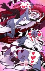 akirerosales anthro anthro_on_anthro arthropod ass avian balls beak big_penis bite_mark blush bodily_fluids breasts closed_eyes comic cum cum_in_vagina cum_inside demon dialogue duo english_text fangs feathers female female_penetrated from_front_position genital_fluids genitals hazbin_hotel hellaverse helluva_boss hi_res insects kissing lepidopteran looking_pleasured lying male male/female male_penetrating male_penetrating_female mature_female missionary_position moth multi_arm multi_limb nipples on_back open_mouth open_smile orgasm orgasm_face penetration penile penile_penetration penis penis_in_vagina pink_eyes purple_body red_eyes saliva sex smile stella_(helluva_boss) teeth text tongue vaginal_penetration valentino_(hazbin_hotel) vein veiny_penis white_body white_feathers
