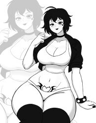 1girls 2020s 2026s black_and_white black_body black_fingernails black_legwear black_lipstick bracelet character_in_background choker cleavage curvaceous curvaceous_female curvaceous_figure curves curvy curvy_body curvy_female digital_drawing_(artwork) digital_media_(artwork) female female_focus female_only hair hourglass_figure hourglass_figured_female monochrome original panties seated simple_shading slim_thick slim_waist smile smiling spiked_bracelet stronkbonk tank_top tattoo tattoo_above_pussy thi thick_thighs thick_thighs_save_lives thighhighs thighs thunder_thighs thunderthighs twitter_link voluptuous voluptuous_female wasp_waist white_background