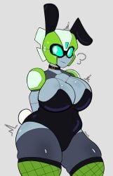 2026 big_breasts big_eyes blush boob_press breasts bunny_ears bunny_tail bunnysuit chubby chubby_female digital_drawing_(artwork) digital_media_(artwork) embarrassed embarrassed_female female female_only freakyyto greenlight leggings shy source squishy thick_thighs tight_clothing transformers