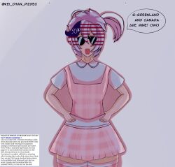 1boy 1femboy american_flag american_male artist_name artist_request artist_signature countryhumans countryhumans_boy english_text fair_skin kei_chan_pizdec pink_shirt pink_skirt request safe_for_work sfw sunglasses tagme text text_bubble united_states_of_america_(countryhumans) white_hair
