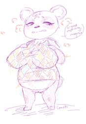 animal_crossing bear big_breasts breasts clothing cometu english_text female mammal nintendo panda pinky_(animal_crossing) pregnant pussy solo text video_games