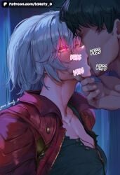 1boy 1boy1girl 1boy1girls 1girl 1girl1boy 1girls ai_generated b34sty_0 big_boobies big_boobs big_breasts big_tits big_titties black_hair black_shirt boobs breasts capcom dante_(devil_may_cry) devil_may_cry drool drooling eyes faceless faceless_character faceless_male french_kiss french_kissing from_side genderswap genderswap_(mtf) girl glowing_eyes grabbing_chin hair hand_on_another's_chin hand_on_chin holding_chin indoors jacket kiss kissing large_boobies large_boobs large_breasts large_tits large_titties muscular muscular_female muscular_male night patreon pink_eyes red_jacket rule63 rule_63 saliva shirt short_hair tits tomboy tongue watermark white_hair woman