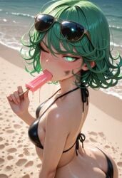 1girls 2025 ai_generated anominos123 ass big_ass bikini black_bikini blush breasts butt_crack civitai dirty dirty_face eyewear_on_head female green_eyes green_hair ice_cream looking_at_viewer one-punch_man one_eye_closed outdoors outside side_view sideboob sidelocks small_breasts solo sucking sucking_ice_cream sunglasses sunglasses_on_forehead sweat sweatdrop tatsumaki