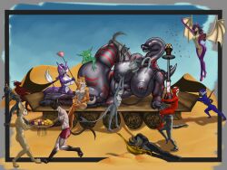 4:3 absurd_res alester_nibras alexandra_reznova annelid anthro ass bat big_breasts black_body black_skin blue_sky bovid breasts candle canid canine canis caprine clothing coal demon desert digital_media_(artwork) dragon dunes felid female fennec_fox fish flying food fox fruit fur goat group hair hi_res hookah hookah_pipe humanoid jelly_(food) jinn kefei lamp larger_female leech lips lying male mammal marfa_the_bat marine muscular muscular_anthro mythological_creature mythological_scalie mythology nipples nude piercing plant plate rope sand scalie sergal shark simple_background sitting size_difference sky smile svart tail tattoo thick_thighs transportation true_fox wings wolf working yetzer_hara