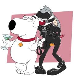 20th_century_fox absurd_res anal anal_penetration anthro ball_gag bdsm bdsm_gear bdsm_outfit big_ears black_nose blindfold bob-jiggles bound brian_griffin buckteeth bugs_bunny canid canine canis collar container crossover cup disney domestic_dog drinking_glass duo family_guy feet_together food fruit fur gag glass glass_container glass_cup grey_body grey_fur half-closed_eyes hi_res holding_glass holding_leash holding_object lagomorph leash leashed_collar leporid looney_tunes male male/male mammal narrowed_eyes object_in_ass olive_(fruit) penetration pink_nose plant rabbit rabbit_ears raised_tail red_collar rounded_ears sex_toy sex_toy_in_ass sex_toy_insertion simple_background smile smiling_at_viewer smirk smirking_at_viewer standing tail teeth vibrator vibrator_in_ass walking warner_brothers whiskers white_body white_fur wine_glass