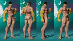 1boy back_view big_arms big_ass big_muscles erect_penis erection flaccid_penis front_view hard_cock hard_on hard_penis iron_fist iron_fist_(immortal_weapon_of_agamotto) iron_fist_(marvel_rivals) male_only marvel marvel_rivals masked model model_pose muscular muscular_male pubes pubic_hair simple_background superhero tagme twitter various_positions white_eyes