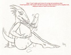 2017 2d alexl anthro autofellatio balls beak big_breasts breasts clothing dickgirl dinosaur female hyper hyper_penis intersex lactation masturbation nipples nude oral penis scalie simple_background smile solo therizinosaurus tongue zexy(alexl)