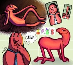 1boy allan_(smiling_friends) allan_red ass bald bed bedroom_eyes black_eyes dick_pic digital_drawing_(artwork) gay male male_only painting_(artwork) red red_skin selfie selfie_pose skinny slender smiling_friends suggestive suggestive_look suggestive_pose tall