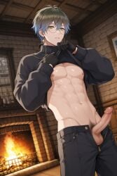 !!! 1boy ?! ai_generated cum cumshot ike_eveland jerking_off jerkingoff male male_only moan moaning nijisanji nijisanji_en