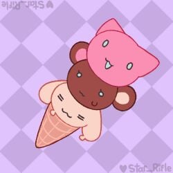 >u< animated blinking bodily_fluids checkered checkered_background chocolate_ice_cream closed_eyes cum cum_from_mouth cum_in_mouth cum_inside cumshot dessert disembodied_penis ejaculation erection eyelashes food food_creature genital_fluids genitals head_penetration heart_symbol ice_cream ice_cream_cone male melting melting_ice_cream pattern_background penis simple_background star_rifle strawberry_ice_cream sweat sweatdrop vanilla_ice_cream x_eyes
