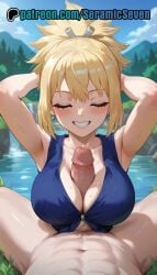 1boy 1boy1girls 1girls 2d ai ai_generated anime anime_style big_breasts blonde_female blonde_hair blonde_hair blonde_hair_female breasts closed_eyes clothed clothed_female clothed_female_nude_male clothed_paizuri completely_naked completely_naked_male completely_nude completely_nude_male dr.stone female hands_behind_head heterosexual kohaku_(dr.stone) large_breasts light-skinned_female light-skinned_male light_skin male male/female male_pov naked nude paizuri penis_between_breasts pov pov_male seramic_seven short_hair smile spiky_hair straight teeth titjob titjob tits_out uncensored uncensored_penis