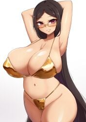 armpits bikini breasts cameltoe erect_nipples golden_bikini large_breasts lawchan looking_at_viewer milf mistynight nchans
