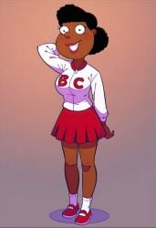 ai_generated black_hair cheerleader cheerleader_uniform dark-skinned_female family_guy looking_at_viewer smile solo unnamed_character