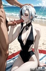 1boy ai_generated arlecchino_(genshin_impact) ass_grab ass_visible ass_visible_through_thighs beach_view black_swimsuit blowjob blush breasts breasts_squeezed_together choker cleavage cleavage_focus closed_eyes cum cum_drips cum_in_mouth cum_in_pussy cum_inside cum_on_body cum_on_face double_penetration double_penetration_rape fellatio female female_penetrated fingerless_gloves genshin_impact interracial interracial_sex large_breasts legs_up legs_up_sex male nipples nipples_bulge nipples_covered nipples_visible_through_bikini nipples_visible_through_bra nipples_visible_through_clothing oral oral_creampie oral_rape oral_sex penetration penetration_close-up penetration_from_behind saliva saliva_drip saliva_string saliva_trail see-through see-through_bra see-through_clothing see-through_panties see-through_swimsuit see-through_top sideboob soft_body