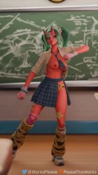 1girls 2025 3d 3d_(artwork) animated areolae ass blender bouncing_breasts breasts cleavage dancing emote epic_games fortnite fortnite:_battle_royale green_hair jiggle jiggling jiggling_breasts looking_at_viewer loop looping_animation lynx_(fortnite) medium_breasts music nemia_(fortnite) nipples no_bra open_shirt panties partially_clothed petite petite_body pleasethisworks ponytail ponytails presenting presenting_breasts red_body red_skin showing_off skirt sound sound_effects tagme thick_thighs twintails underwear video watermark