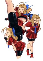 2d athletic athletic_female blonde_hair busty capcom drill_hair female female_focus female_only hourglass_figure karin_kanzuki long_hair school_uniform schoolgirl street_fighter street_fighter_alpha tagme tikuwabu_33 wide_hips
