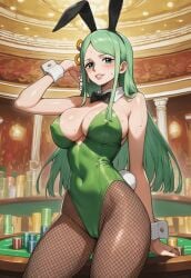 1girls ai_generated big_breasts bunny_ears bunny_girl bunnysuit casino kozuki_toki one_piece party playboy_bunny playboy_bunny_leotard public servant serving_tray skimpy skimpy_clothes solo solo_focus