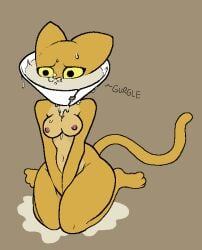 animated anonymous_artist anthro belly bodily_fluids breasts bubble collar cone_of_shame cum cum_bubble cum_drip cum_in_mouth cum_inside cum_on_breasts cum_on_face cum_pooling drinking drinking_cum dripping feet felid female genital_fluids katia_managan khajiit mammal microsoft nipples prequel_adventure solo tail the_elder_scrolls third-party_edit worried_look