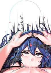 1boy 2d adore_for adore_nice all_the_way_to_the_base balls balls_deep deepthroat fellatio female fire_emblem fire_emblem_awakening hand_on_head irrumatio lucina_(fire_emblem) male oral rough_sex