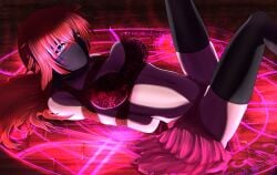 1girls big_breasts big_breasts black_stockings blue_eyes bondage elivians-collection female gag gagged high_school_dxd large_breasts red_bra red_hair rias_gremory skirt stockings struggling tied tied_up very_long_hair