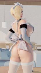 3d adnarimydeth ass athletic athletic_female big_breasts blonde_hair breasts bubble_butt busty capcom falke_(street_fighter) female female_focus female_only green_eyes hourglass_figure maid maid_headdress short_hair street_fighter street_fighter_v tagme wide_hips