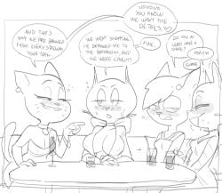 2025 4_fingers 4girls alcohol anthro arms_bent asking asking_another bare_shoulders beverage big_breasts big_ears big_eyes big_nipples biped black_and_white black_text blush blush_lines bodily_fluids border bow_(feature) breast_size_difference breasts bubble buzzing cartoon_network champagne_glass cheek_tuft cleavage clothed clothed_anthro clothed_female clothing cocktail_dress collar collar_tag container crossover cup curved_eyebrows curvy_figure dbaru delia_(ajmarekart) dialogue digital_drawing_(artwork) digital_media_(artwork) domestic_cat dress drinking_glass drooling drunk drunk_bubble ear_piercing ear_ring earpiece english_text evening_gown eyebrows eyelashes eyes_mostly_closed facial_markings facial_tuft felid feline felis female female_only fingers fran_(litterbox_comics) freckled_face freckles fur fur_tuft furniture gesture glass glass_container glass_cup grin group half-closed_eyes hand_gesture hand_on_table hands_together head_markings head_tuft heart_after_text heart_symbol heavy_blush hi_res hidden_vibrator huge_breasts huge_nipples humanoid_hands humor inner_boob iris jewelry leaning leaning_forward litterbox_comics long_eyelashes looking_at_another looking_pleasured mammal markings mature mature_anthro mature_female medium_breasts milf moan monochrome mother_puss motion_lines motion_outline multiple_girls murphy_and_mitzi narrowed_eyes neck_bow necklace nicole_watterson nipple_outline nipples no_pupils on_sofa open_mouth outside_border piercing plunging_neckline pointy_ears prick_ears pseudo_hair question raised_finger raised_index_finger ring_piercing round_eyes saliva sex_toy shaking shot_glass sitting sitting_on_sofa sketch smile smiling_at_another sofa sound_effects speech_bubble striped_arms striped_body striped_face striped_fur stripes substance_intoxication sweat sweatdrop tabby_cat table tail talking_to_another teeth text text_with_heart the_amazing_world_of_gumball the_complex_adventures_of_eddie_puss thin_eyebrows three-quarter_view tuft vibrator webcomic whisker_markings white_border white_heart yes-no_question