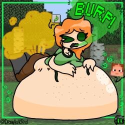 1girls alex_(minecraft) ari_(minecraft) breasts drawadicted fart fart_cloud fart_fetish female female_pred larger_female minecraft mojang pred prey vore vore_belly