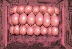 ai_assisted ai_generated breast_everywhere breast_wall breasts dark_fantasy fantasy gigantic_breasts greyscaler hallway huge_breasts lactating lactation lactation_without_expressing musk musk_clouds trap_(disambiguation) wall_of_breasts